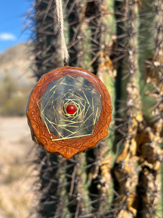 Pinecone Pendant ~ Carnelian w/ Gold Inlay
