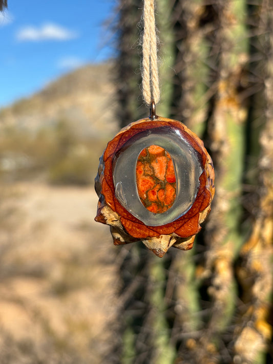 Pinecone Pendant ~ Natural Red Copper Turquoise