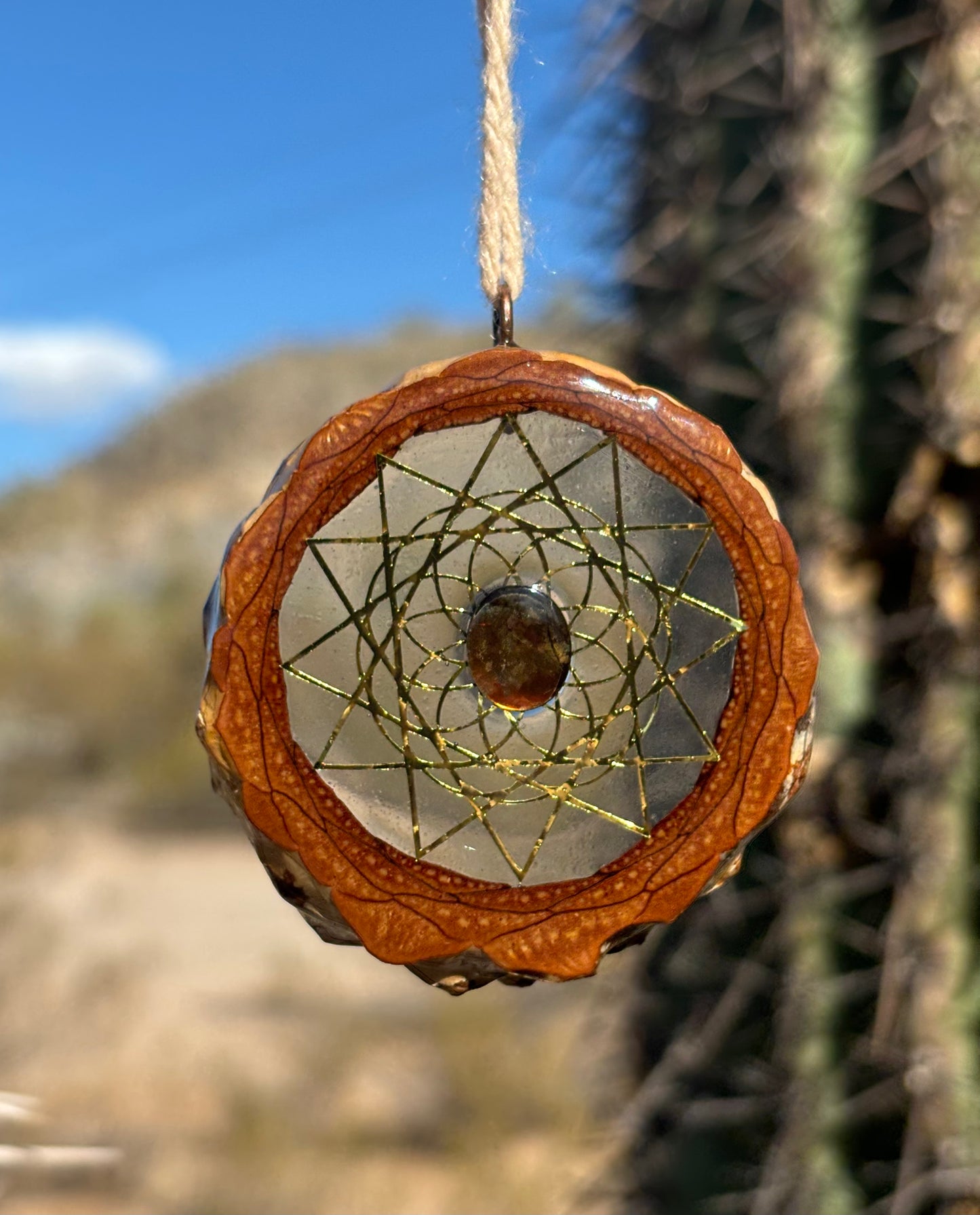 Pinecone Pendant ~ Ammolite w/ Gold Inlay