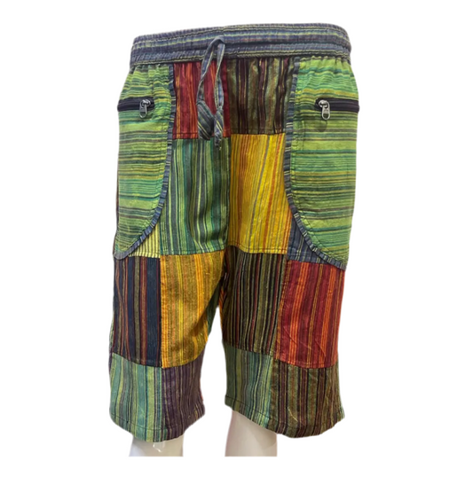 Patchwork Zip Pocket Shorts