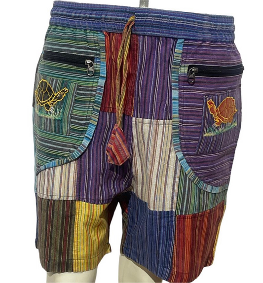 Turtle Patchwork Zip Pocket Shorts