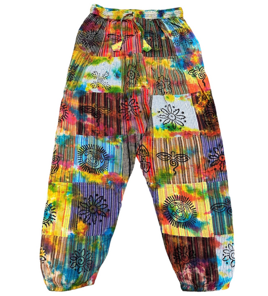 Tie Dye Multi Pattern Harem Trousers