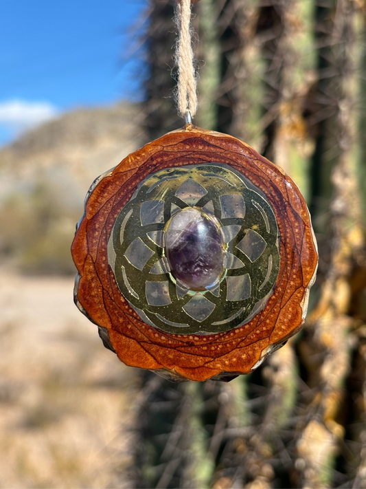 Pinecone Pendant ~ Amethyst w/ Gold Inlay