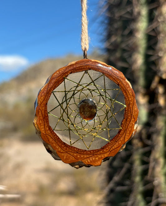 Pinecone Pendant ~ Ammolite w/ Gold Inlay